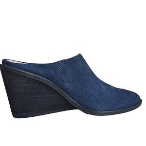 Dr. Scholl's Maxwell Mule Wedge Sz 11 Shoes Blue Suede Peasant Boho Slip…